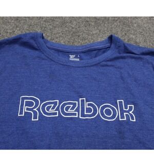 Reebok Mens Long Sleeve Sleepwear Shirt Blue Heather Logo Crew Neck Large